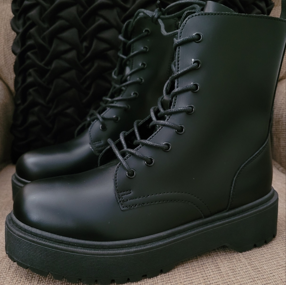 YOKI KENZO BLACK MOTO COMBAT BOOTS